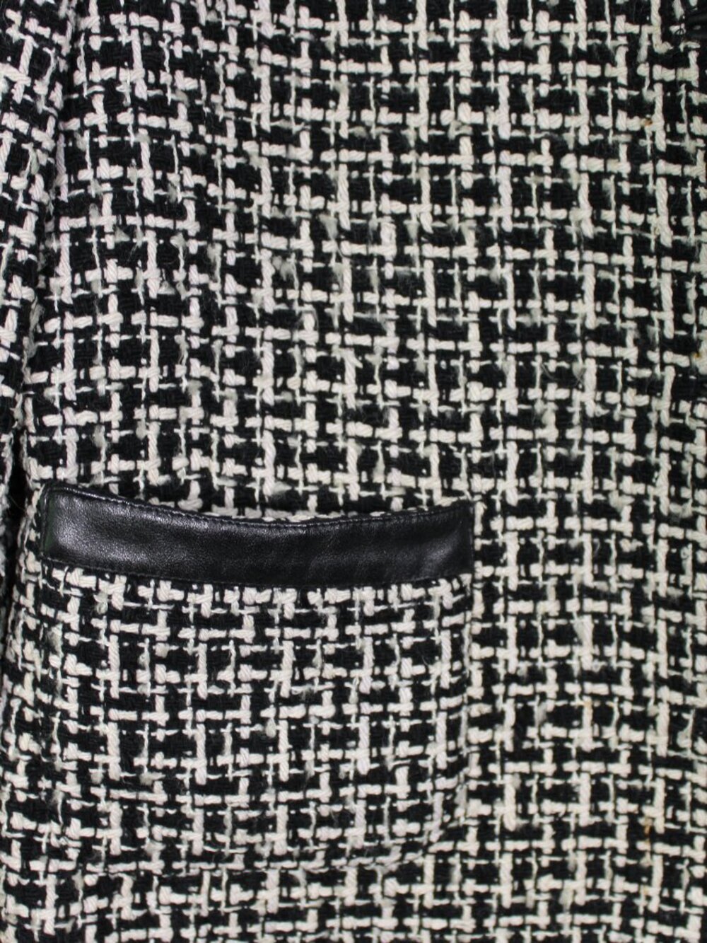 Pendleton 100% Silk Black and White Textured Tweed Jacket w/Leather Trim Blazer - Picture 9 of 16